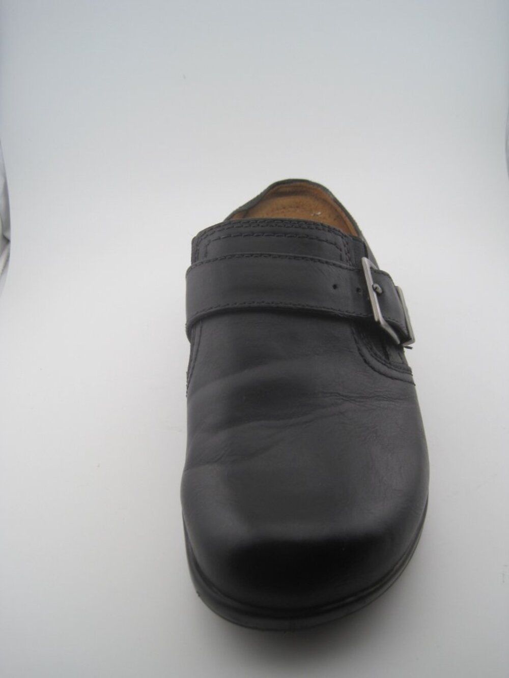 Naturalizer Women's Size 7 Black Leather Slip On Adjustable Strap Linton Clogs - Picture 3 of 10